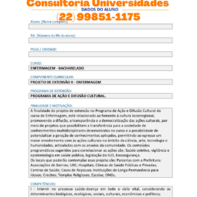 Projeto de extensão I - Enfermagem - Consultoria Universidades