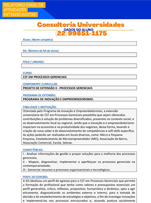 Projeto de extensão II - Processos Gerenciais