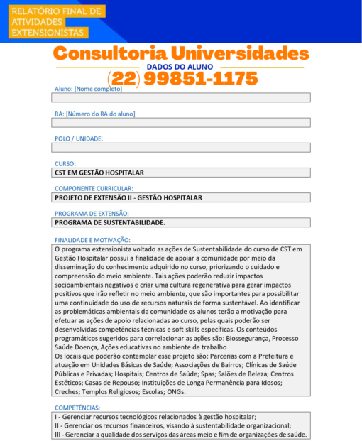 Projeto de extensão II - Gestão Hospitalar