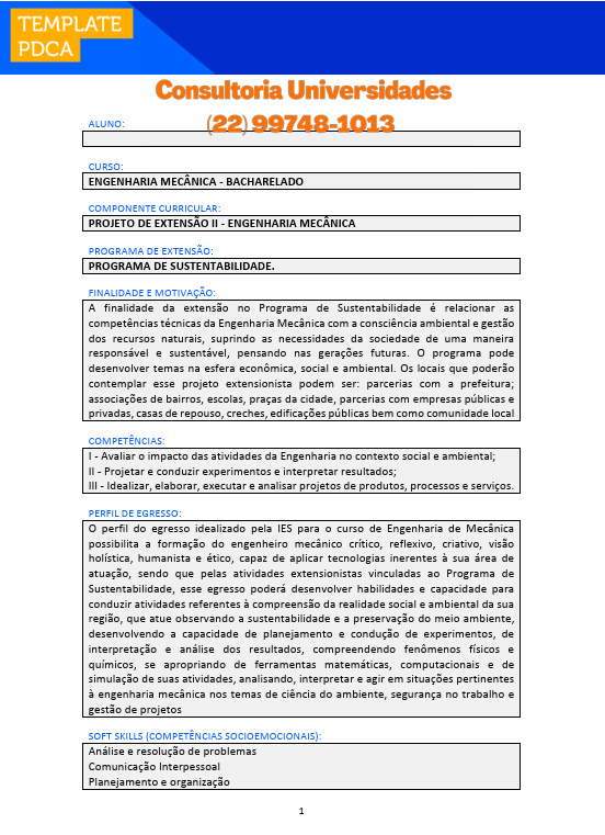 Projeto de extensão II - Engenharia Mecânica U Projeto de extensão II - Engenharia Mecânica