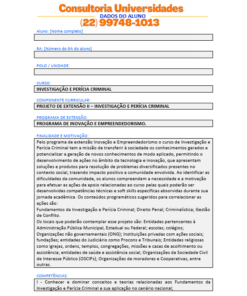 Projeto de extensão II - Investigação e Perícia Criminal