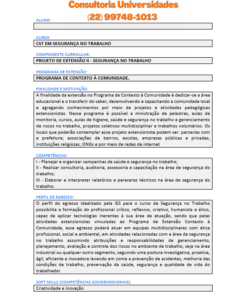 Projeto de extensão II - Segurança no Trabalho.