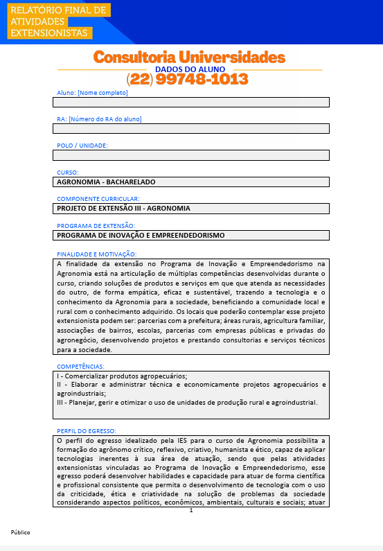 Projeto de extensão III - Agronomia U Projeto de extensão III - Agronomia