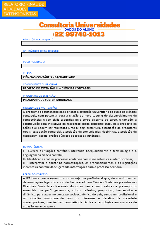 Projeto de extensão III - Ciências Contábeis U Projeto de extensão III - Ciências Contábeis