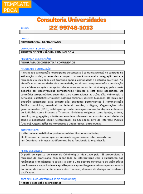 Projeto de extensão III - Criminologia U Projeto de extensão III - Criminologia
