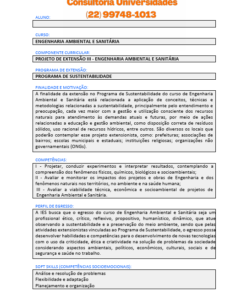 Projeto de extensão III - Engenharia Ambiental e Sanitária