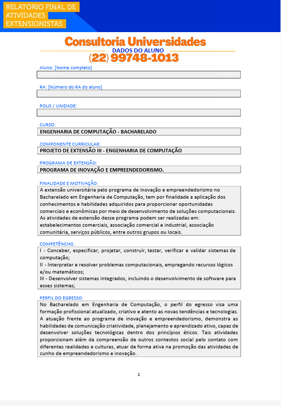 Projeto de extensão III - Engenharia de Computação U Projeto de extensão III - Engenharia de Computação