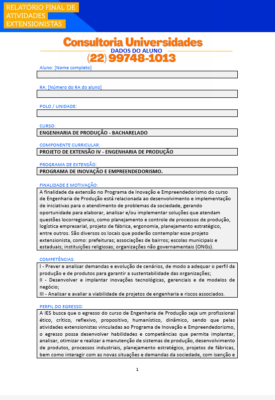 Projeto de extensão IV - Engenharia de Produção